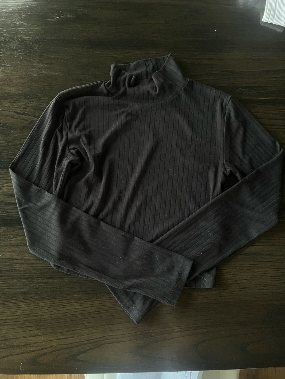 Ardene Black Ribbed Mock Neck Long Sleeve Top